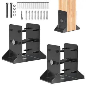 6x6  Base 2 count,Inner Size 5.6"x5.6"  Anchors, Black Deck Railing  Brackets, 6x6  Bracket for Deck Railing Support,Pergolas,Mailbox
