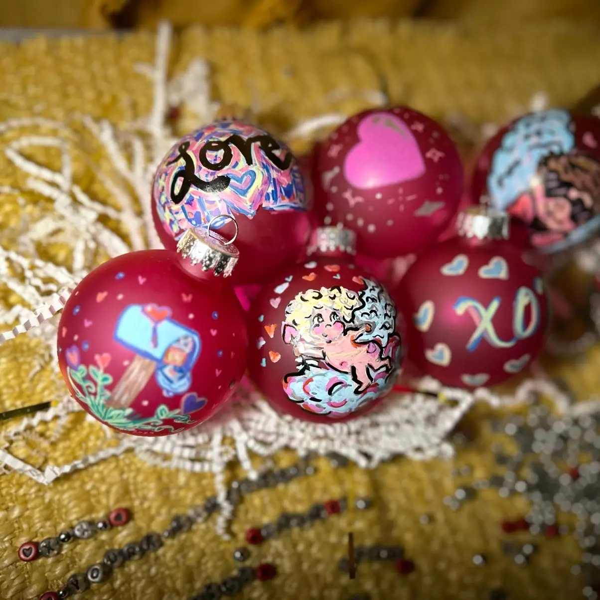 Valentine’s Hand Painted Ornaments - Decorative Hanging Decoration for Holiday Gifting Hangable