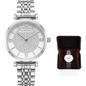 Women's Luxury   Watch - Big  Round Dial with Roman Numerals, Two-Tone Stainless Steel Bracelet, Elegant Dress Quartz Wristwatch for Women
