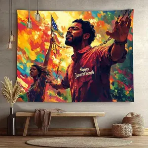 1pc Juneteenth Banner Celebration African Heritage Design Multiple Sizes Red Orange Yellow Green Purple for Indoor Outdoor Event Wedding Birthday