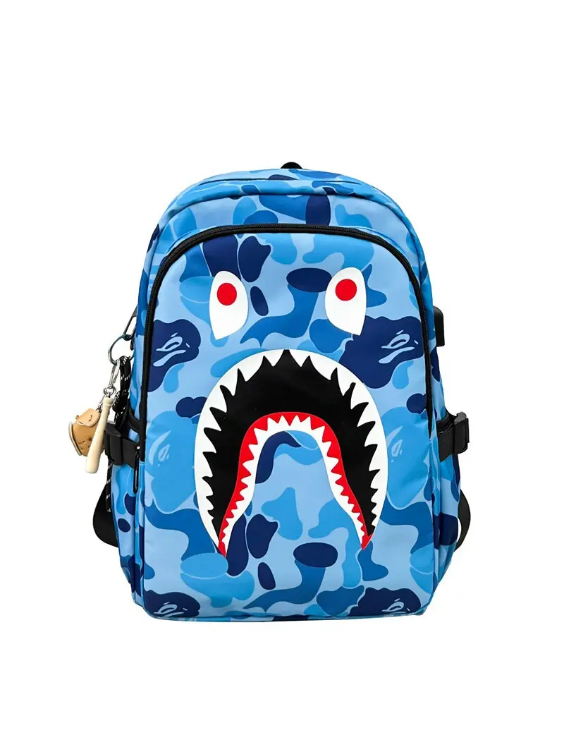 Sprayground JanSport SuperBreak Backpack - Shark Mouth & Geometric Print, Front Utility Pocket, Lightweight Functional Daypack for Middle to High School Students, Travel Bag