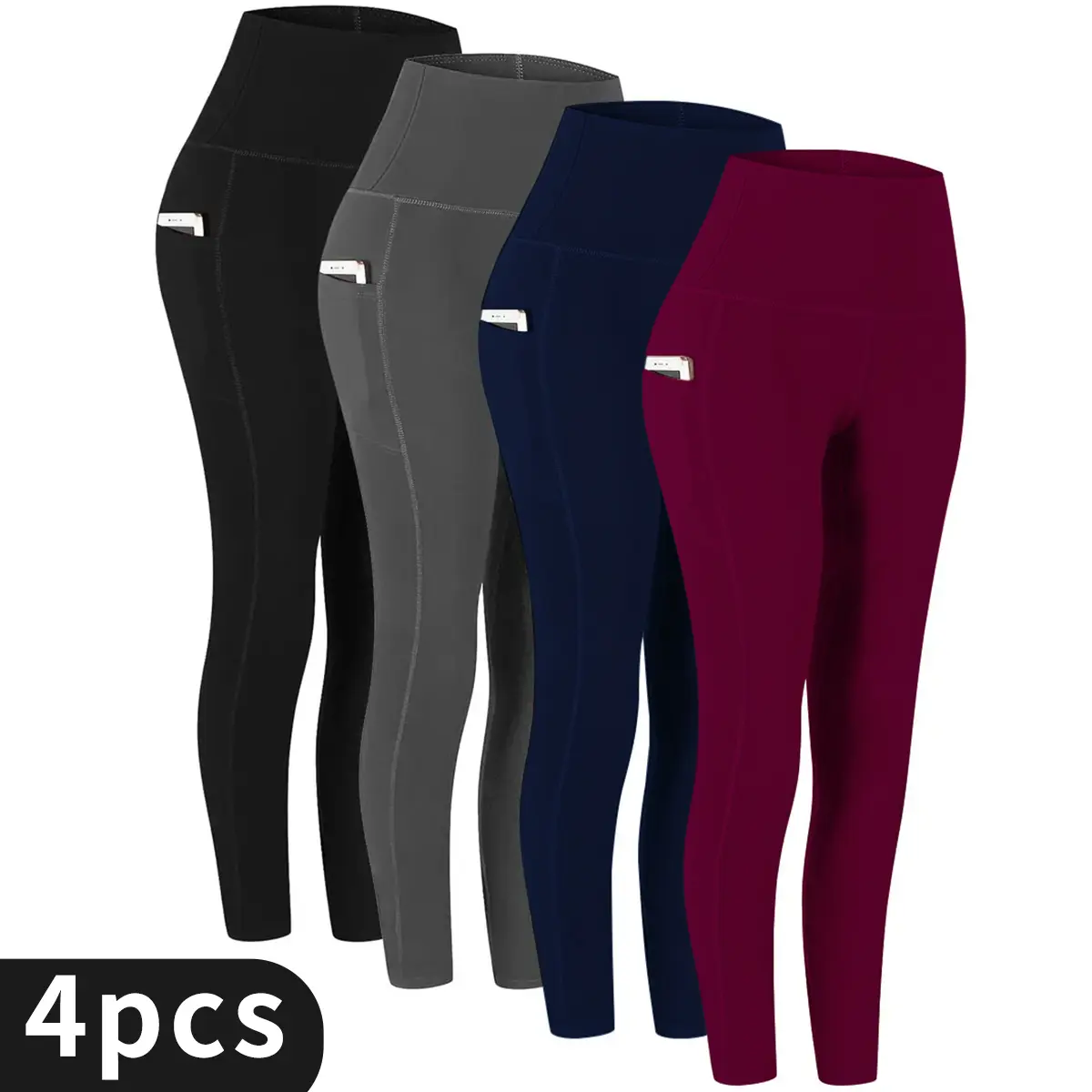 4 pcs  (Black + dark grey + Navy blue + wine red)