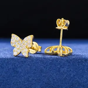 "Butterfly Iced Stud Earrings – VVS Moissanite Glow"