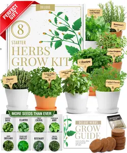 HOME GROWN Indoor Herb Garden Kit - Easy-to-Grow Starter Set - Unique Gift for Women, Mom, Gardeners, Friend (Multiple Varieties)