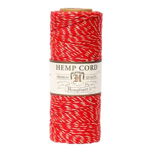 #20 (1mm) Hemp Cord Metallic Red & Gold Spool - Americana