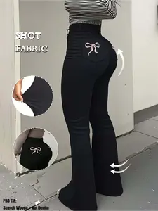 High Waist High Stretch Flare Jeans, Luxury Denim Jeans, Women's Fashion Casual Wear, Comfortable and Stylish, Fit, Perfect for Daily Use, Pants