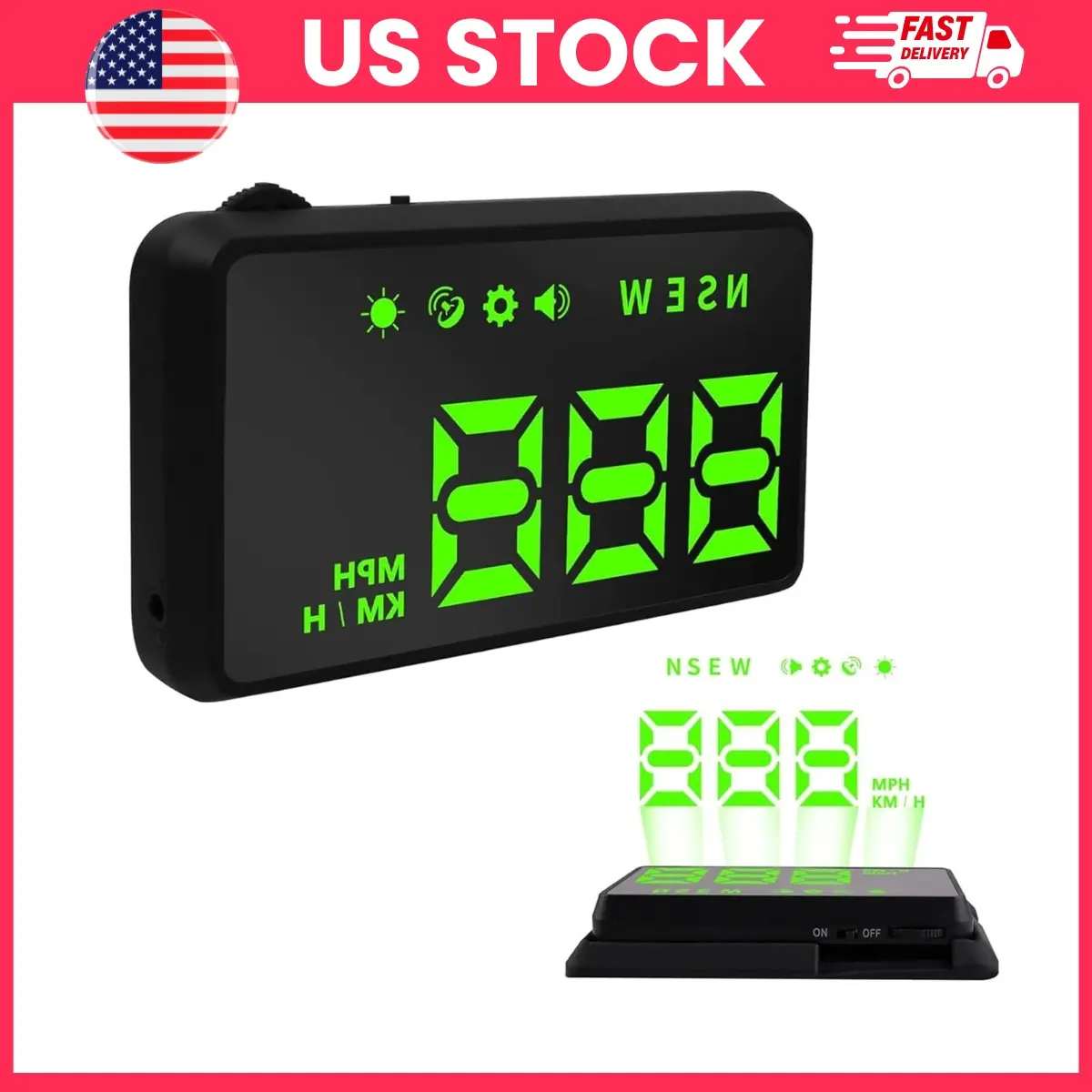 Car HUD Head Up Display for Cars GPS Speedometer Digital Speed Display with Automatic Brightness Adjustment Speeding Alert USB Plug and Play Universal Car Speed Display Gauge for Windshield Dashboard Driving Safety Car Accessories Interior 2026