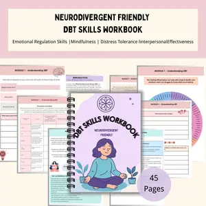 Neurodevelopmental Disorder Friendly Dbt Workbook, Emotion Regulation Skills & Worksheets, Treatment Guide for Autism Adhd Borderline Personality
