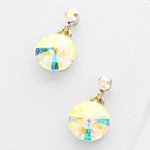 Little Girls AB Dangle Earrings on Gold | 120680