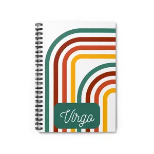 Virgo Spiral Composition Notebook - Ruled Line - Zodiac Sign - Rainbow themed