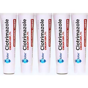 Globe Clotrimazole Antifungal Cream 1% USP (1 oz), Anti Fungal Treatment, Relieves Itching, Burning, Cracking and Scaling Associated Athletes Foot, Jock Itch, Ringworm and More (Pack of 5)