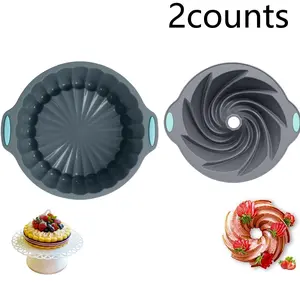 Silicone Cake Molds Set of 2, Food Grade Silicone Baking Pans, DIY Bakery Tools for Christmas & Festival Cakes, Reusable Mold, Silicone Bakeware Set