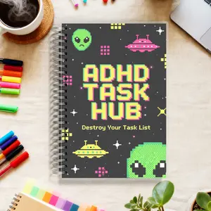 ADHD TASK HUB - A Brain-Friendly Daily Planner for Adults with ADHD, Features Smart Task Categories, Appointment Slots & a Brain Dump Area, A5, 108 Pages, Lay-Flat Spiral Binding