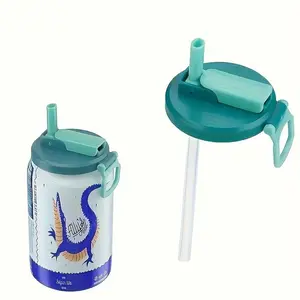 4 Pcs Reusable Soda Can Lid with Straw for Soft Drinks & Beverages