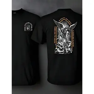 Saints Shirts, Religious Themed T-Shirts, Crew Neck Short-Sleeved Men's T-Shirts, Casual 100% Cotton, Military Men's Clothing, Tactical Equipment Shirts, Graphic Shirts, Casual Men's Clothing, Double-Sided Printed T-Shirts