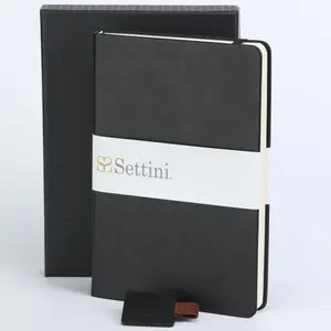 SETTINI Onyx Black Vegan Leather Journal with Pen Loop