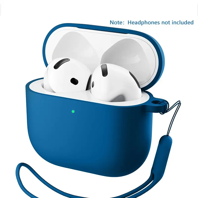 AirPods 4th Generation Silicone Protective Shockproof Case with strap, Durable Soft Shell for Wireless Earbuds, Scratch and Dirt Resistant, Keeps Earbuds Clean, Protection