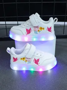 Girls' Princess Soft Sole Sports Shoes, Bow Design, Casual Outdoor Home School Travel LED Light Shoes, All Seasons Comfortable