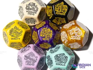 Treasure Generator Die | D&D Loot/Reward Trove Dice, 30mm | Giant Acrylic D12 (1)