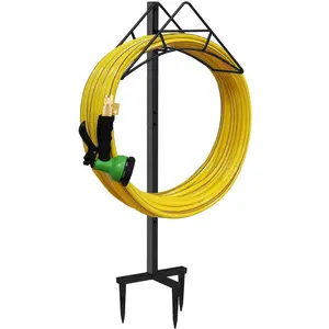 Garden Hose Holder - Free Standing Metal Water Hose Stand Heavy Duty Flexible Pipe Storage Hanger Organizer for Lawn & Yard