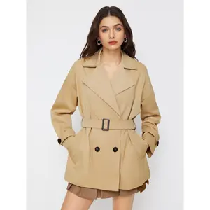 Cider Collar Double Breasted Oversized Trench Coat With Belt SwimWeek