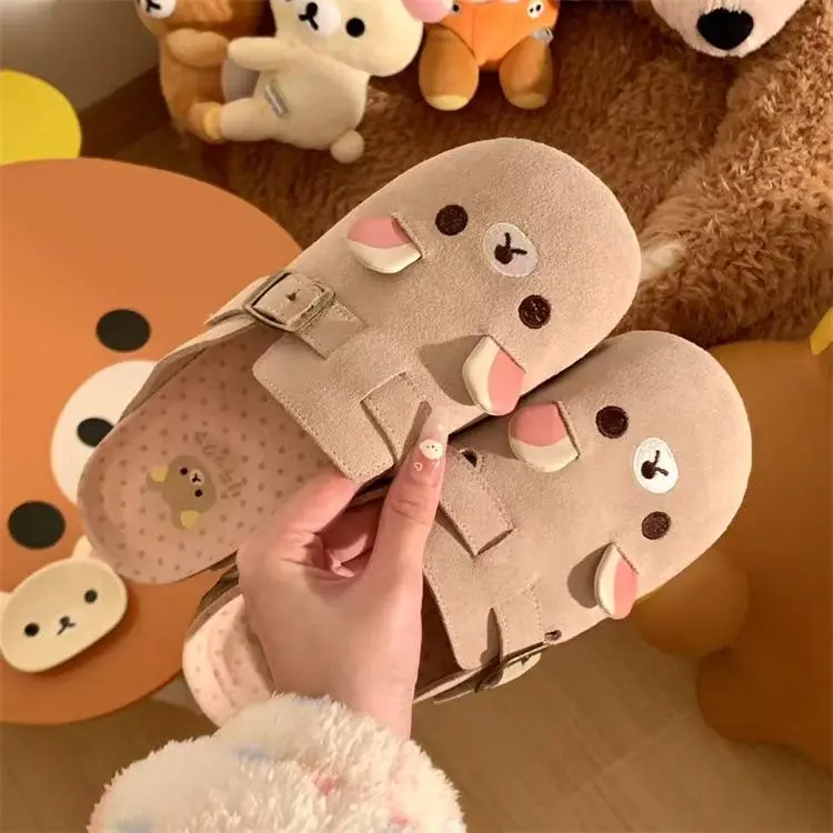 Women's Rilakkuma Anime Lightweight Decor Slide House Slippers - Cute Shoes, Height-Increasing Casual Cartoon Periphery Semi-Slippers