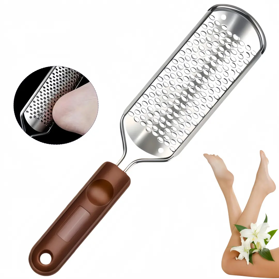 LMMAKE 1PC Professional Stainless Steel Foot File, Detachable Washable Reusable Pedicure Tool, Effectively Remove Dead Skin Cuticles, Lightweight Foot Care for Home & Salon Use