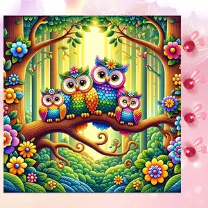 5D DIY Full Drill Round Diamond Painting - Diamond Art Painting Kit Colorful Owl Mosaic, Canvas - DIY Wall Decoration, Home Wall Art, Suitable for Halloween, Christmas, Birthday and Anniversary Gifts.