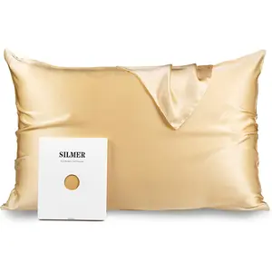 Silmer 100% Mulberry Silk Pillowcase for Hair and Skin - Both Sides 22 Momme 800 Thread Count Pillowcase Cover with Hidden Zipper Ultra-Soft and Breathable 1Pc (Champagne, Queen 20"*30") Silmer