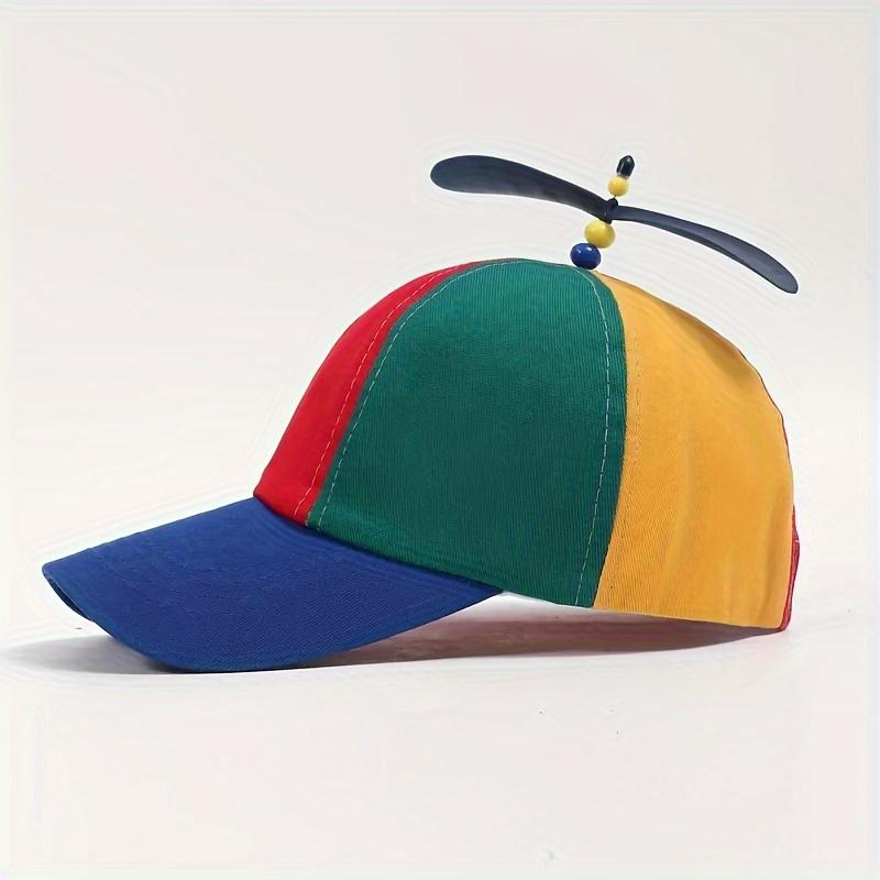 Creative and fun Detachable Adult Propeller Hat Baseball Cap,Rainbow Top Hat Brightly Rainbow, bamboo dragonfly rainbow color blocked duckbill cap,