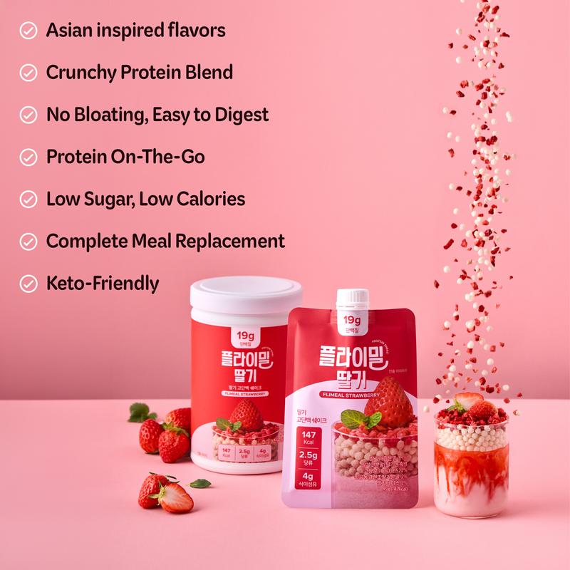 [Fullight Official] Flimeal Crunchy Protein Powder, 20~22g Protein, Low Sugar Keto-Friendly On-the-Go-Pack of 7, Meal Replacement, Easily Digestible Preworkout Drink