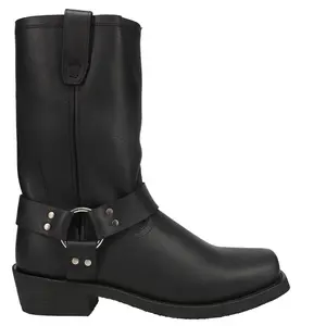 Dingo Mens Dean Harness Square Toe Motorcycle  Casual Boots Mid Calf - Black