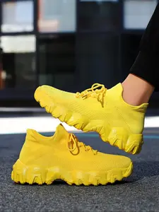 Men's Fashionable Lace Up Mesh Sneakers, Casual Comfortable Breathable Sports Running Shoes, Male All-match Round Toe Shoes for Daily Wear