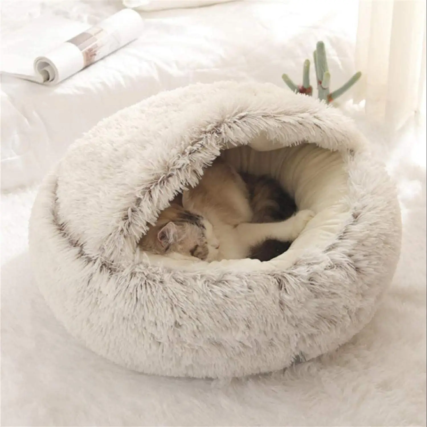 Cat Bed Cat Nest Comfortable Sleeping Cushion for Gifts, Soft Cat Beds with Hood, Anti-anxiety Dog Bed, Pet Care Supplies, Pet Products, Summer Gift,