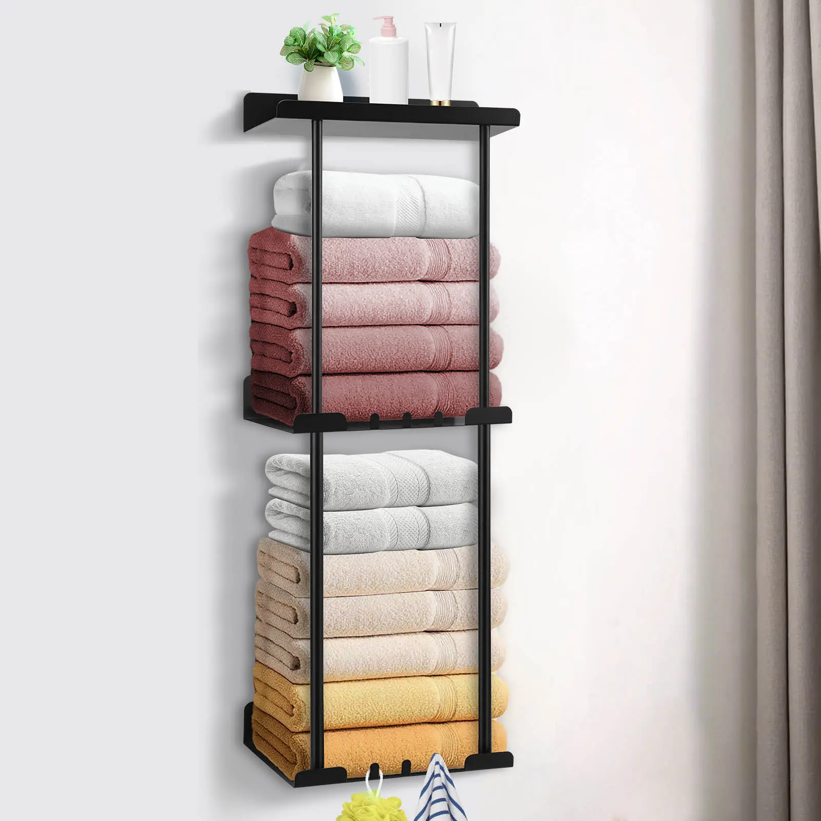 Three layer towel rack - black