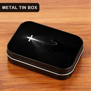 1Pc Religious Cross Metal Tin Box with Hinged Lid - Spiritual Small Storage Containers for Rosary, Jewelry, Jewelry Charms & Small Keepsakes - Durable Rectangular Tinplate Organizer Case, Christian Gift for Church & Prayer