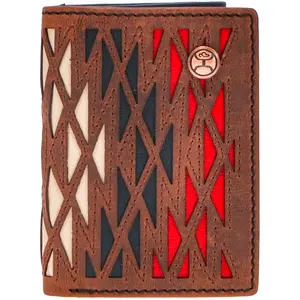 Hooey " Chapawee" Tri-fold Laser Cut Aztec Print Wallet HTF012-CRRD