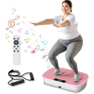 Vibration Plate Exercise Machine with Bluetooth, Vibration Plate for Lymphatic Drainage with Loop Bands, Whole Body Waver Vibration Plate for Home Fitness, LED Touch Control, 300LBS Capacity