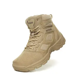 Men's Letter Print Lace Up Tactical Sports Hiking Boots, Hiking Shoes, Lightweight Breathable Work Boots, Military Desert Boots, Outdoor Sports Footwear for Men