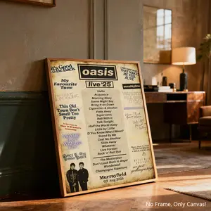 Retro Style Canvas Print Poster, Oasis Band Pattern Design, Perfect for Living Room & Bedroom Decor, Ideal Gift Choice