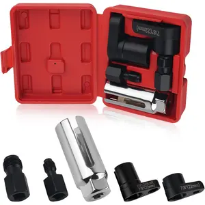 5 count Sensor Socket Set,M12 x 1.25mm & M18 x 1.5mm Thread Chaser Set with Side-Cut Access,Heavy Duty Automotive Tools for Sensor Removal and Installation