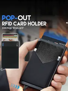 Slim Aluminum Wallet With Elasticity Back Pouch ID Credit Card Holder Mini RFID Wallet Automatic Pop up Bank Card Case, Wallet for Men Women, Gift for Boyfriend Girlfriend
