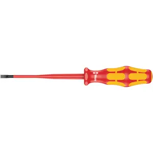 Wera 160 iSS VDE Insulated screwdriver with reduced blade and handle diameter for slotted screws, 0.8 x 4 x 100 mm
