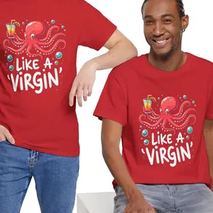 Funny Animated Octopus Cocktail Party Unisex Heavy Cotton Tee, Virgin Voyages Cruise Fun Shirt, Humor Tee, Cruise Wear, Party Shirt funny humor