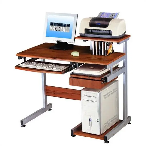 CD-2706A-WG01 Woodgrain Basic Computer Desk, Stable Computer Armoire Alternative, with Drawer and Pull-Out Scanner Panel, Stable Computer Armoires