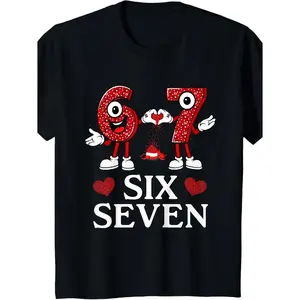 6-7 Valentine'S Day Heart Theme T-Shirt | Casual Black Crew Neck Top with Slight Stretch Fabric, Perfect for Boys and Girls, Summer Season Funny Graphic Tee Cool Graphic Tee
