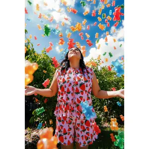 TABY ORIGINAL: Strawberry Fields Plisse Short/Vest Set In Sizes XS-5X!***