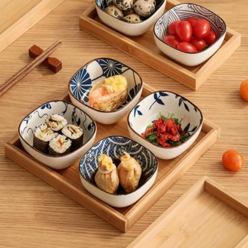 3/6pcs Small Traditional Chinese Style Ceramic Dip Bowls Set, Mini Stackable Dipping Sauce Soy Sauce Dishes, Snack Bowl, Kitchen Bowls, Dishwasher & Microwave Safe