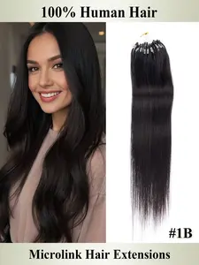 30g  Natual Black Micro Beads Hair Extensions In Nano Ring Links Human Hair, 10 Colors Natural Straight Hair for Women, 12-22inch 30.48-60.96 cm, Add Volume&Length, Blonde Brown Black European Hair, 50 Strands/pack Micro Beads Link Hair Extension