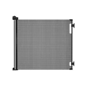 Retractable Baby Gate  33" Tall x 55" Wide, Mesh, for Stairs, Doorways, Dogs, Pets, Indoor, Outdoor, One-Handed Operation, Locking, Easy Install, Hardware Mount, Black